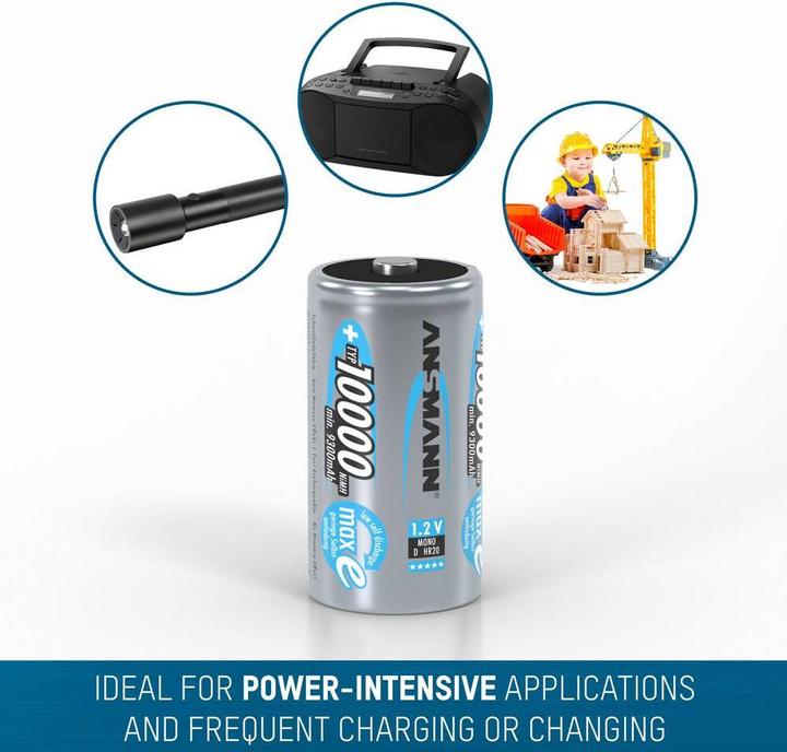 Produktbild Ansmann Mono D (2 Stk., D, 10000 mAh)