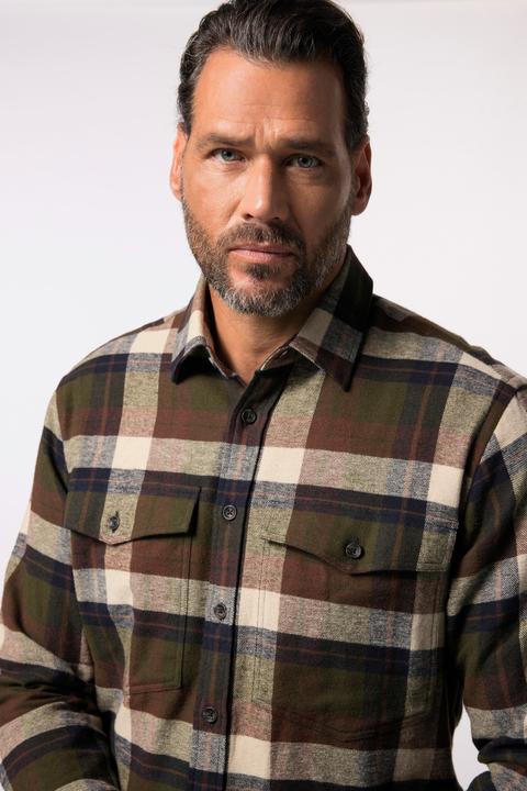 Produktbild JP1880 JP 1880 Karo-Flanellhemd, Langarm, Kentkragen, Modern Fit (7XL)