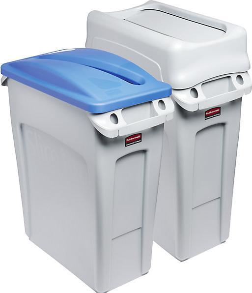 Actual product image Rubbermaid SLIM JIM® recyclable waste collection station, swing lid/bottle deposit hole (120 l)