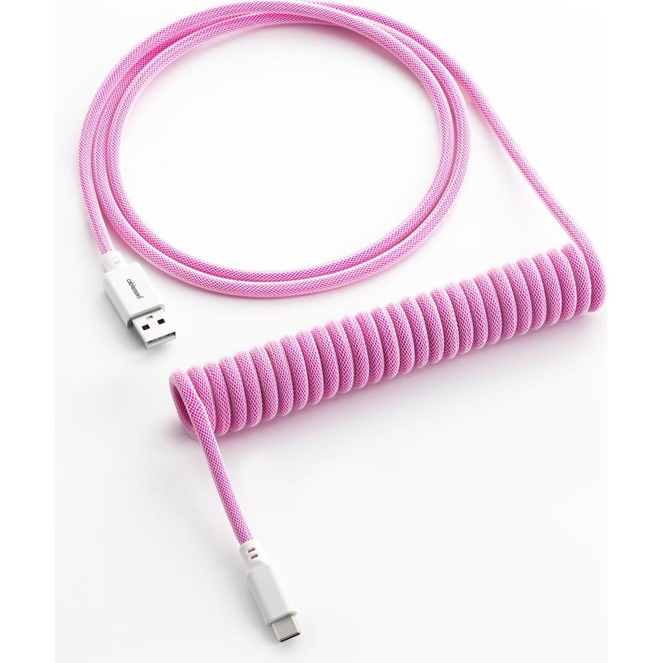 CableMod Classic Coiled Keyboard Cable USB-C zu USB Typ A, Strawberry Cream (1.50 m, USB 2.0), USB Kabel