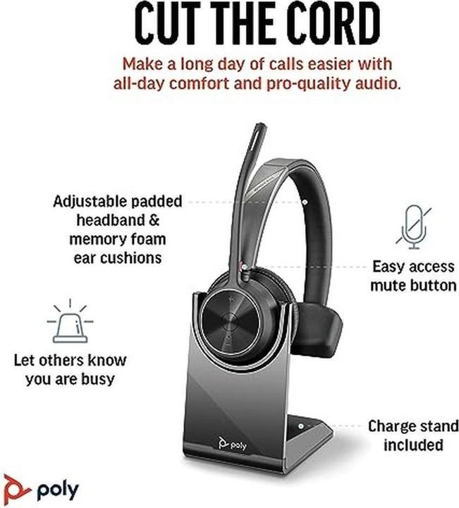 Produktbild Poly Plantronics Polycom VOYAGER 4310 UC V4310 C USBC CHARGING STAND WW USB CA ADAPTER ECOMM (Kabellos, Kabelgebunden, USB-C)
