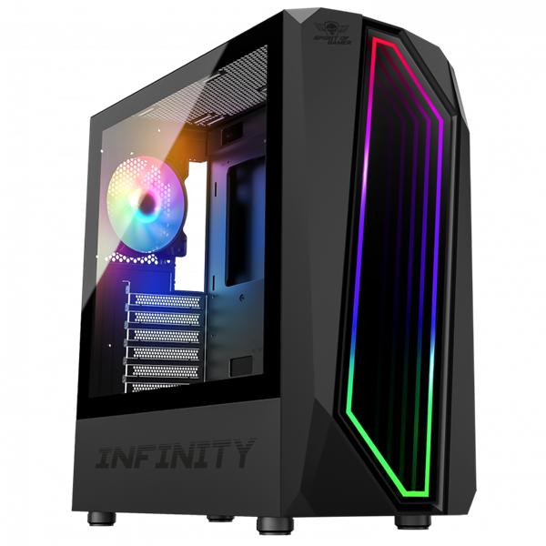 Spirit Of Gamer Boitier Moyen Tour Atx Infinity RGB Avec Panneaux Vitrés (Noir) (ATX, mATX, Mini-ITX)