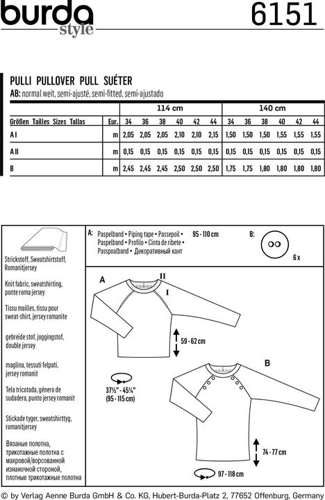 Produktbild Schnittmuster Sweater mit Raglanärmeln