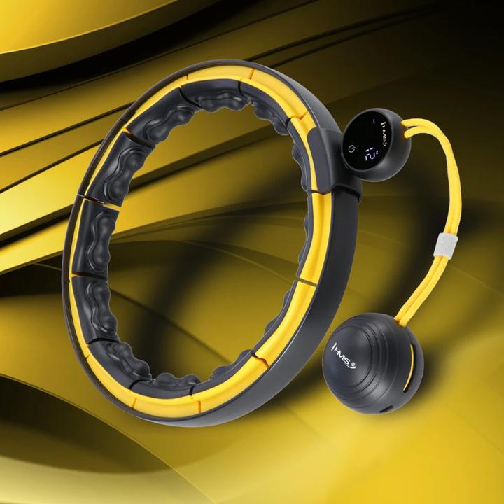 Produktbild HMS Hhm21 Hula Hoop Schwarz/Gelb Mit Magneten Tpe Stollen Und Gewicht + Zähler (100 cm, 1500 g)
