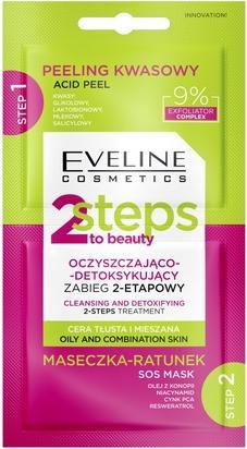 Eveline 2 Steps To Beauty Traitement nettoyant et détoxifiant 2x4ml (Chiffons de nettoyage, 4 ml)