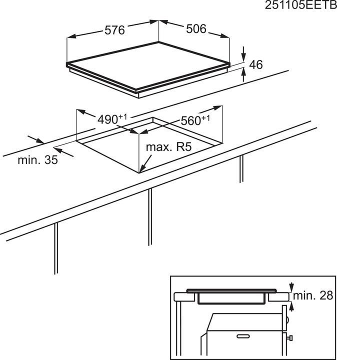 Image du produit Electrolux GK58VCN (57.60 cm, Table de cuisson en vitrocéramique)