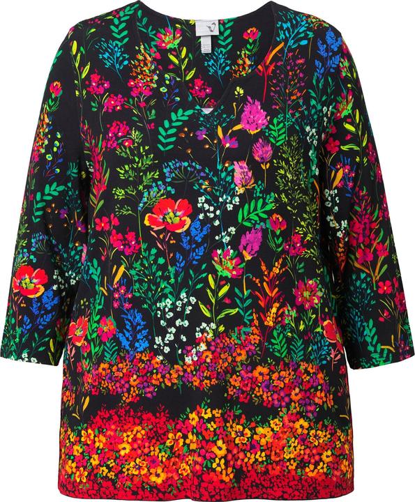 Produktbild Ulla Popken T-Shirt, Landhausdruck, A-Linie, Tunika-Ausschnitt, 3/4-Arm (50, 52)
