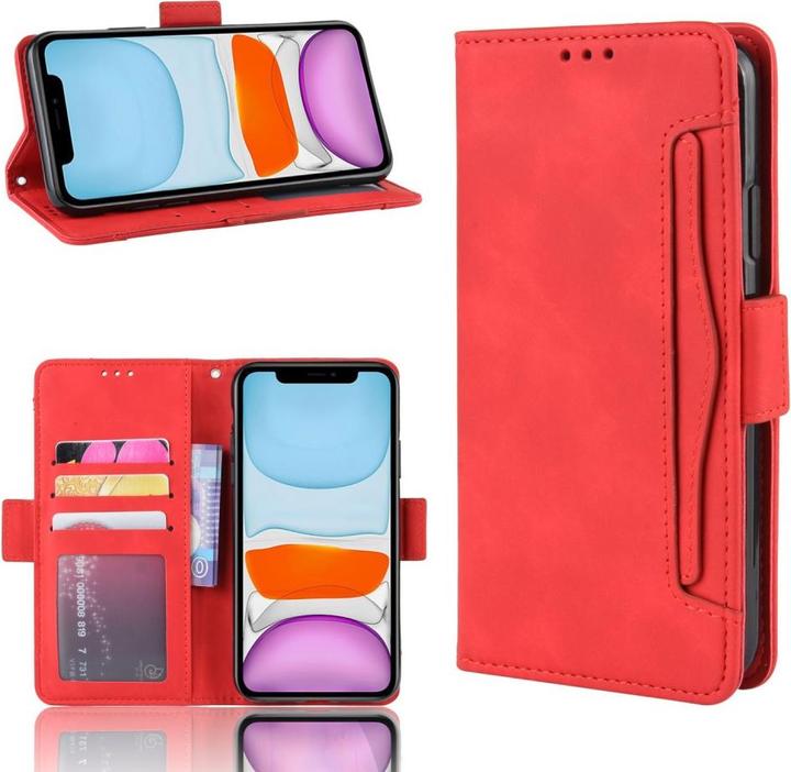 Actual product image Cover-Discount iPhone 12 / 12 Pro - case with many card slots red (Apple iPhone 12, Apple iPhone 12 Pro)
