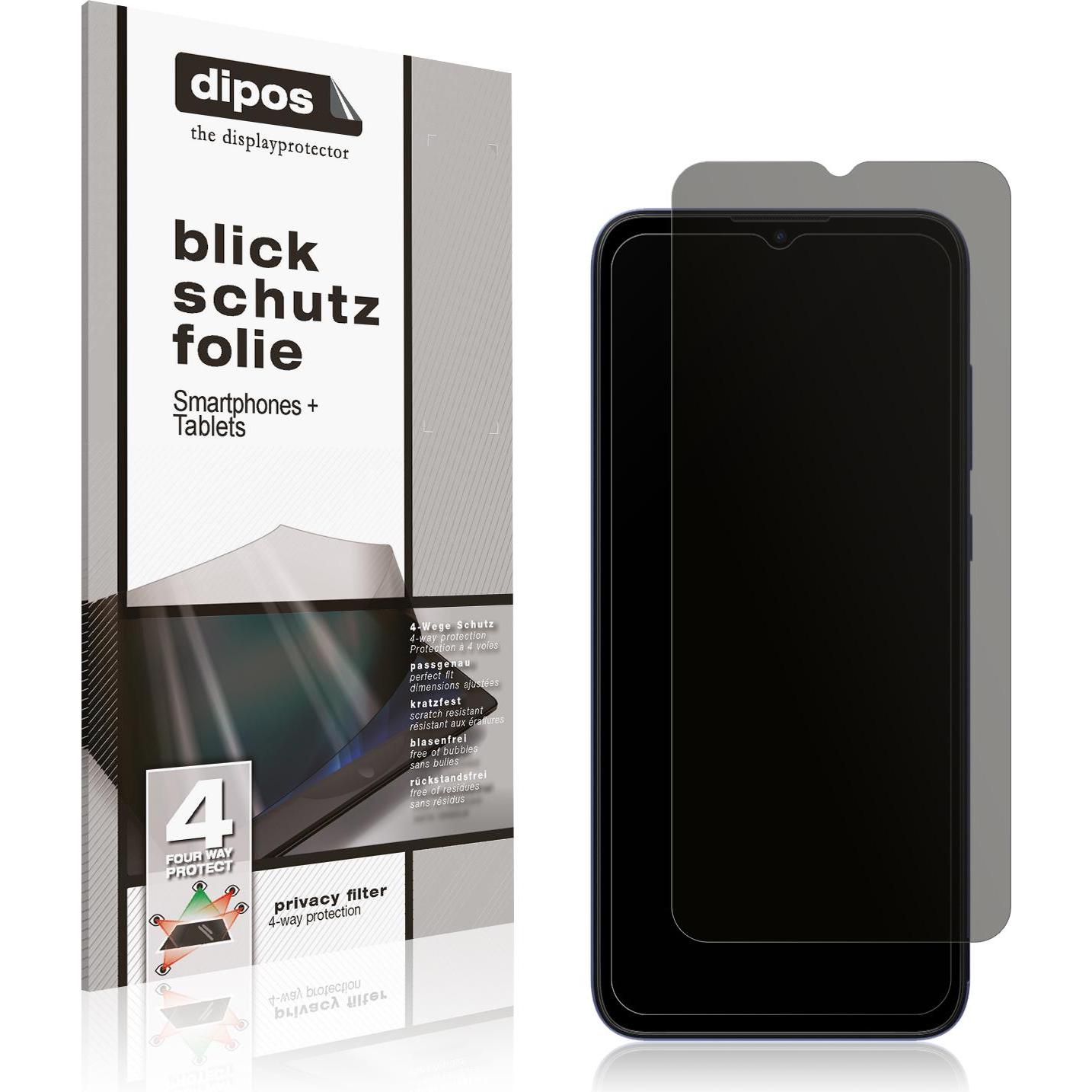 Dipos Blickschutzfolie 4-Way Privacy (1 Stück, Nokia C21), Smartphone Schutzfolie, Transparent
