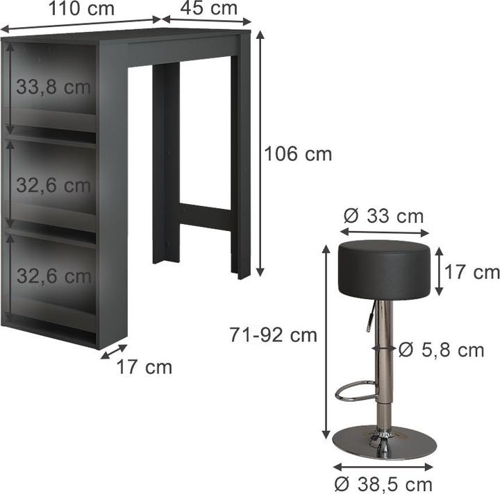 Image du produit Vicco Repose avec 2 tabourets de bar