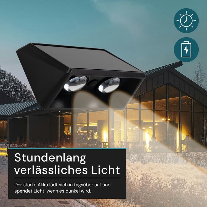 Produktbild Luxula Solar Wandleuchte Aussen, 2-flg, CCT, IP54 (35 lm, IP54)