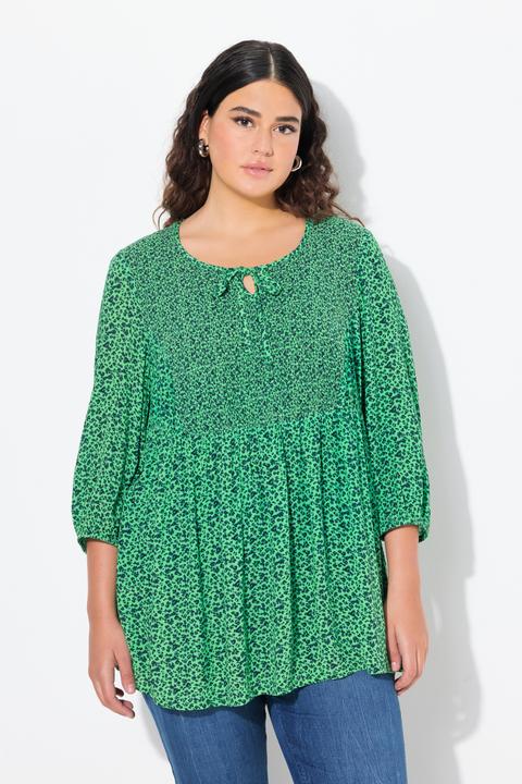 Produktbild Ulla Popken Smokbluse, Blüten, A-Linie, Rundhals, 3/4-Arm (42, 44)