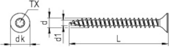 Actual product image Reisser R2 plus chipboard screws, flat countersunk head, TX, full thread, 4.5 x 35, steel, galvanised (200 Screws per piece)