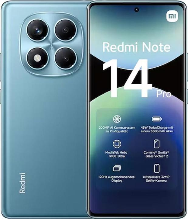 Actual product image Xiaomi Redmi Note 14 Pro (256 GB, Ocean Blue, 6.67", Dual SIM, 200 Mpx, 4G)