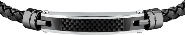 Immagine prodotto Morellato Bracciale moderno da uomo in pelle nera Moody SQH59 (21 cm, Cuoio, Acciaio inossidabile, Carbone)