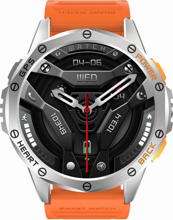 Produktbild Gravity GPS GT24-4 Herren-Smartwatch, schwarzes Silikonarmband + orangefarbenes Silikonarmband