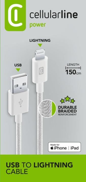 Actual product image Cellularline Braided Data Cable 1.5 m (1.50 m, USB 3.2 Gen 1)