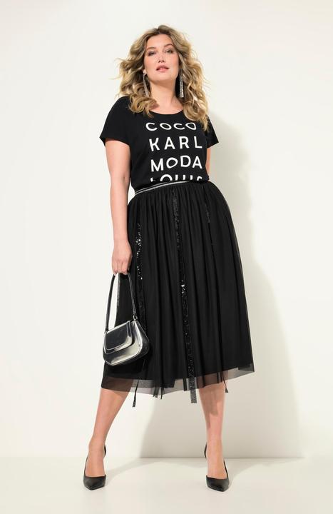 Produktbild Miamoda Meshrock, Straight Fit, Pailletten-Streifen, Elastikbund (46)