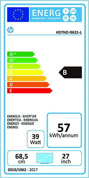 Energy Label HP EliteDisplay E273q (2560 x 1440 pixels, 27")