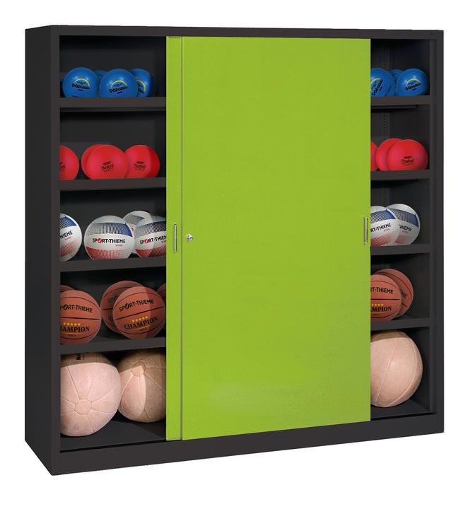 Actual product image C+P Ball cabinet (HxWxD: 195x120x50 cm, with solid sheet metal sliding doors, type 4)