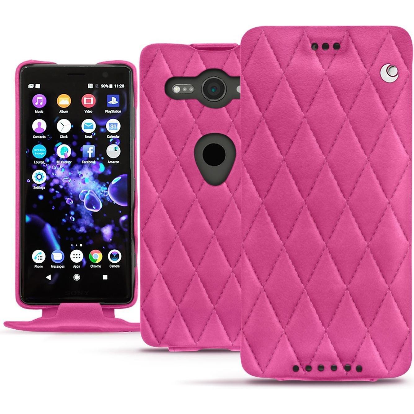 Noreve Lederschutzhülle vertikal (Sony Xperia XZ2 Compact), Smartphone Hülle, Rosa