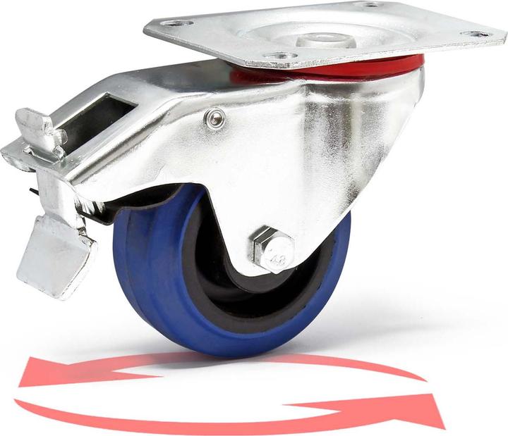 Immagine prodotto Wiltec Set di ruote 4x ruote da trasporto con freno 80mm 100kg totali bloccabili