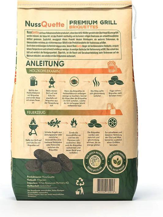 Immagine prodotto NussQuette Nachhaltige Premium Grillbriquettes aus Kokosnussschalen 4.5kg (4.50 kg)
