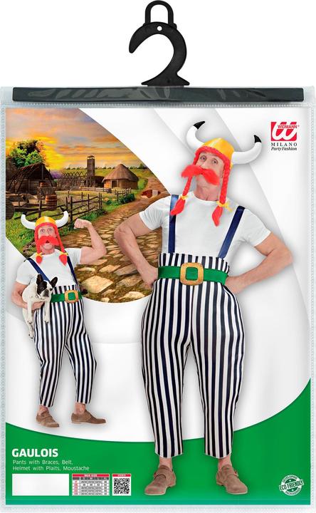 Actual product image Widmann Obelix the Gaul men's costume with maxi trousers with braces, belt, helmet with braids, moustache (XL)