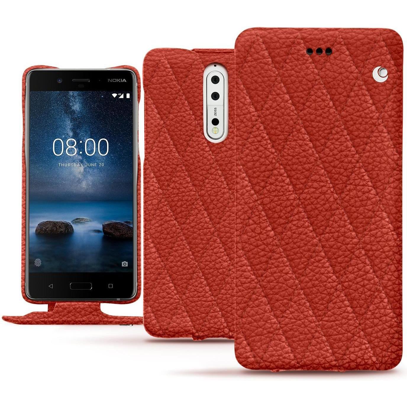 Thumbnail - Noreve Lederschutzhülle vertikal (Nokia 8), Smartphone Hülle, Orange