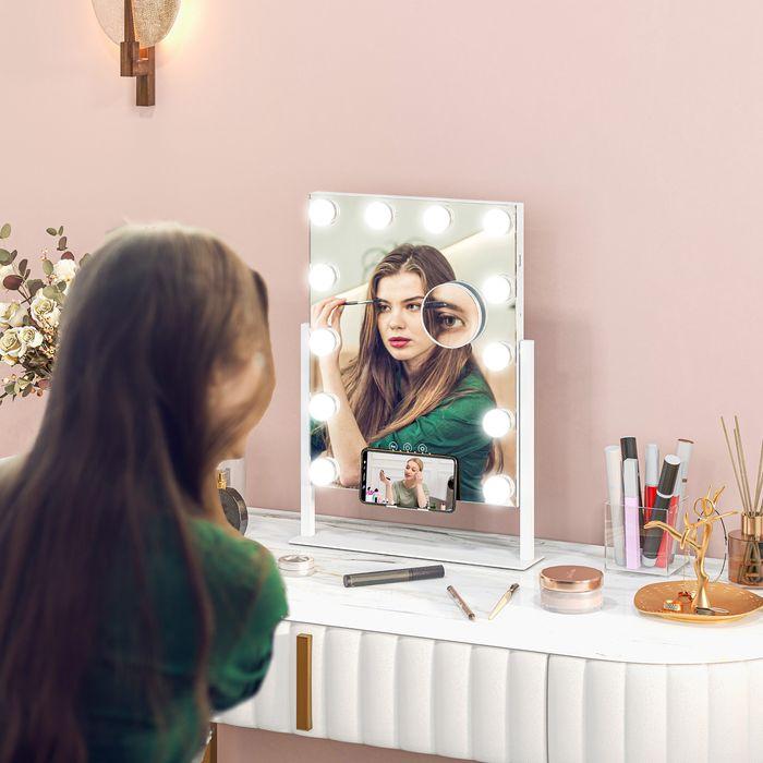 Actual product image Swisshandel24 LED vanity mirror, 3 light modes, dimmable, touch control, USB, 37x46 cm, white