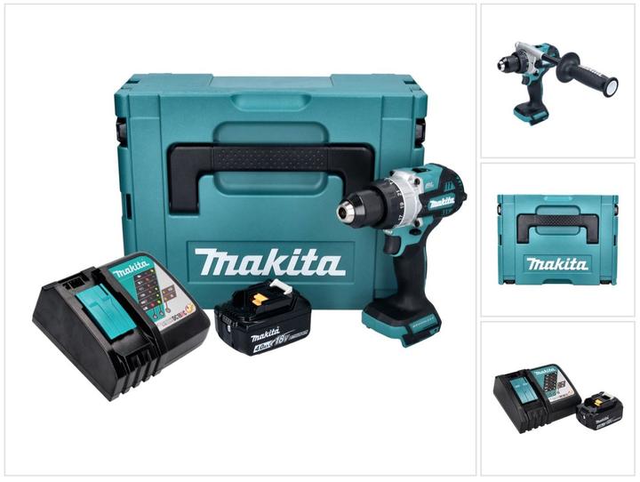 Productafbeelding Makita DHP 486 RM1J Accu-slagboormachine 18 V 130 Nm Borstelloos + 1x accu 4.0 Ah + lader + ma