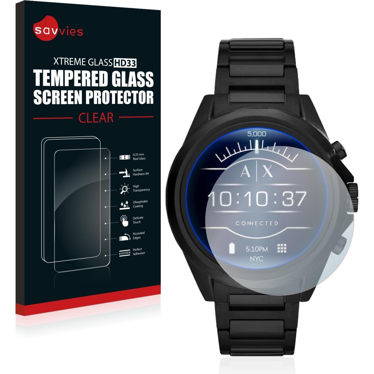 Thumbnail - Savvies Panzerglas Hartglas Displayschutz, Smartwatch Schutzfolie, Transparent