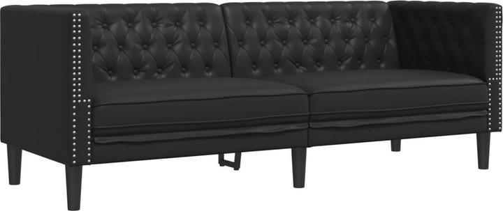 vidaXL Canapé Chesterfield 3 places Fauteuil Canapé rembourré Noir Similicuir