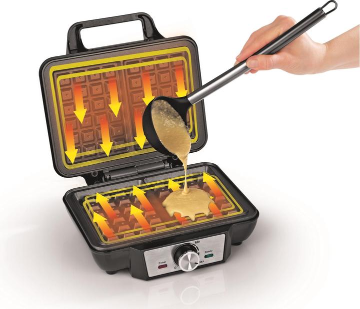 Actual product image Gourmetmaxx Waffeleisen Schwarz/Silber, Leistung: 1000 W, Anzahl pro