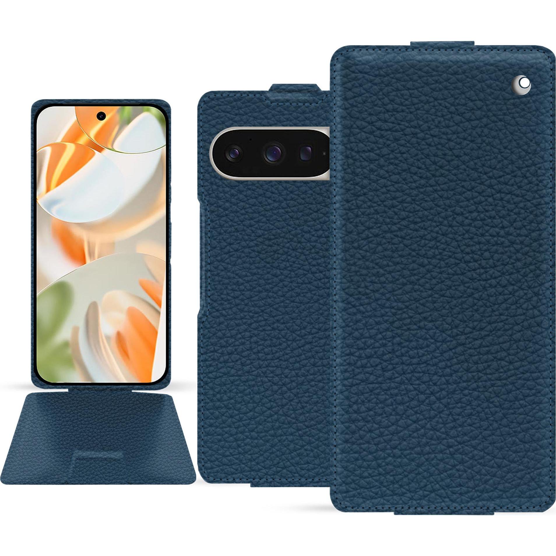 Thumbnail - Noreve Lederschutzhülle vertikal (Google Pixel 9 Pro Fold), Smartphone Hülle, Blau