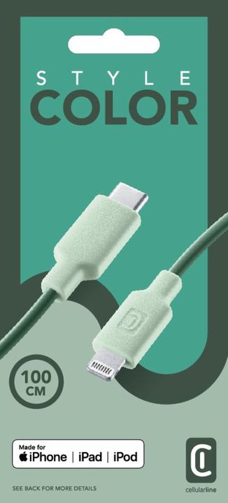 Produktbild Cellularline Stylecolor Cable 100cm - USB-C to Lightning (1 m, USB 3.2 Gen 1)