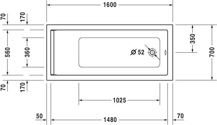 Immagine prodotto Duravit Vasca rettangolare STARCK 1 inclinazione posteriore 1600x700mm bianco (210 l, 160 cm, 70 cm)
