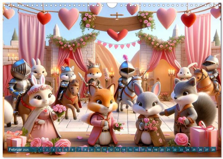 Image du produit Ritterliche Tierfreunde: Ein Jahr voller Spannung und Humor (Wandkalender 2025 DIN A3 quer), CA (A3)
