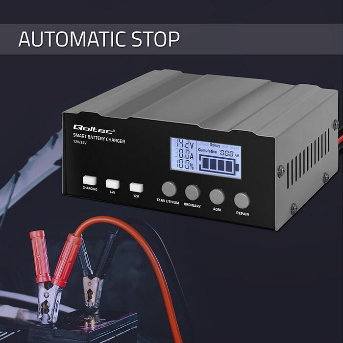 Image du produit Qoltec Mikroprozessor-Ladegerät 12V 12.6V 24V LCD