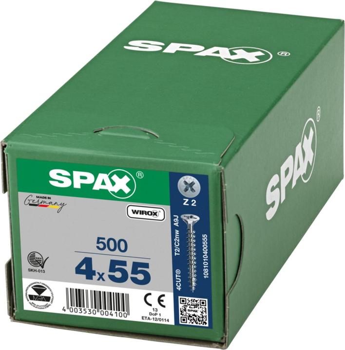Actual product image Spax Senkmultikopf Kreuzschlitz Z2 Vollgewinde Wirox (500 Screws per piece, 4 x 55 mm)