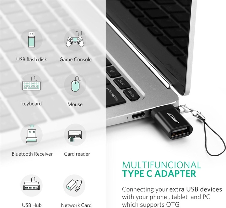Actual product image Ugreen USB-C 3.1 to USB-A 3.0 Jack Adapter (USB Type C, USB-A)