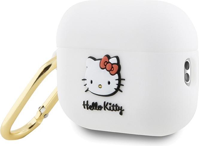 Actual product image Hello Kitty HKAP23DKHSH Airpods Pro 2 cover biały/white Silicone 3D Kitty Head (Headphone sleeve)