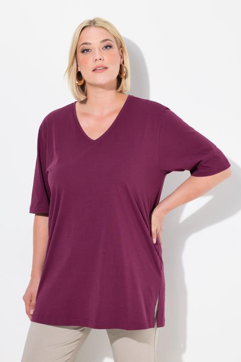 Actual product image Ulla Popken Basic V-Neck Relaxed Fit Short Sleeve Tee (62)