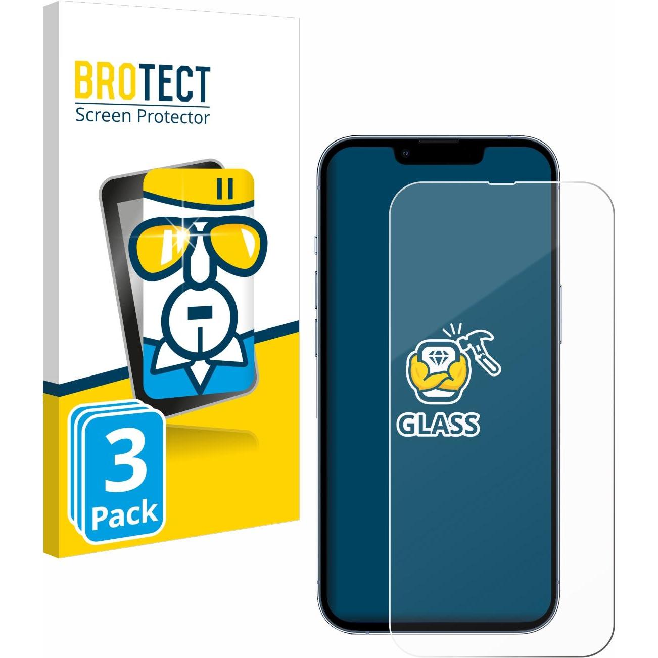 BROTECT Panzerglas Hartglas Displayschutz (3 Stück, Apple iPhone 13 Pro), Smartphone Schutzfolie, Transparent
