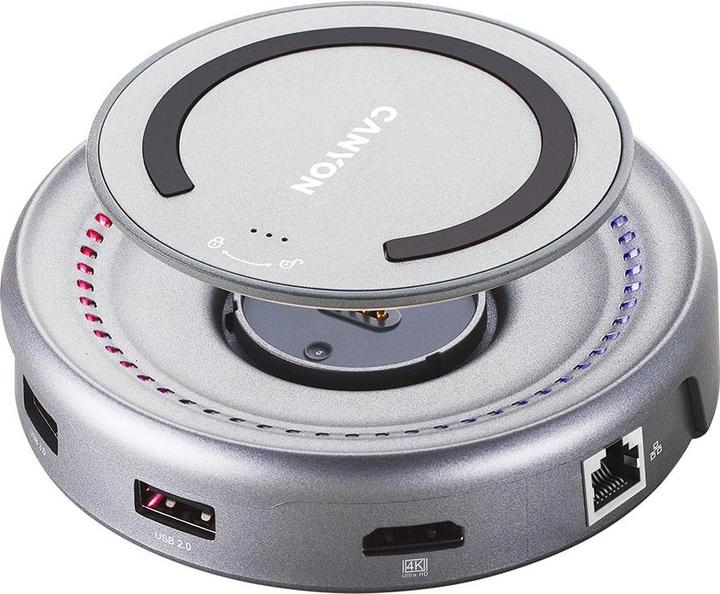 Image du produit Canyon HUB USB-5-in1 USB-C > HDMI/2xUSB/USB-C/VGA/QI Chargement (USB-C, 5 ports)