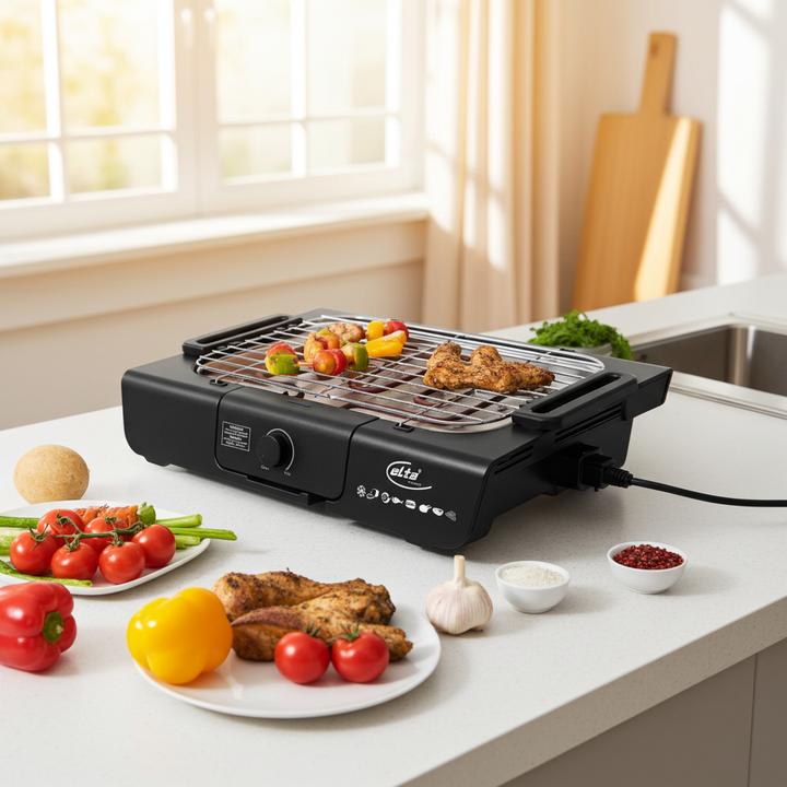 Immagine prodotto Elta Elektrischer Tischgrill, schwarz, 2000 Watt (2 kW)