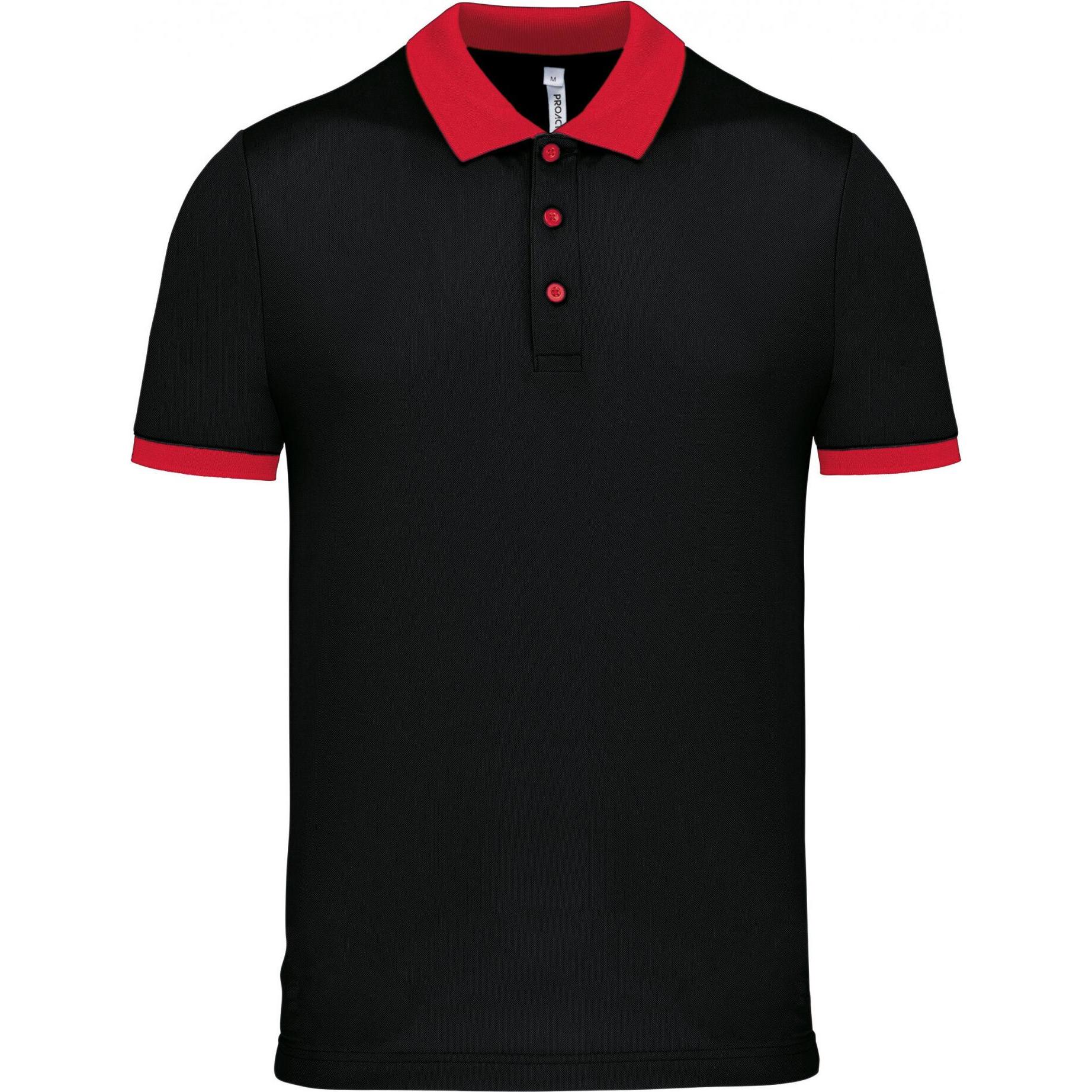 Proact, Herren, Shirt, Performance Piqué-Poloshirt, Rot, Schwarz, (M)