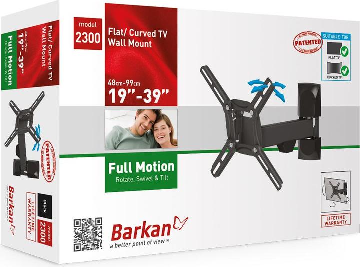 Immagine prodotto Barkan Supporto a parete WH 2300, 19"-39" (Muro, 27", 10 kg)