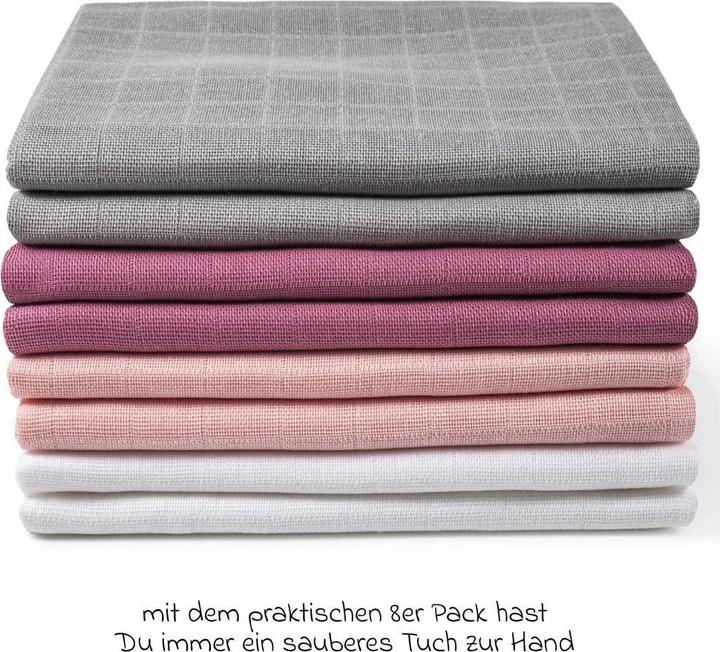 Image du produit Makian Langes en mousseline & Chiffons de gaze Pack de 8 Langes en mousseline 80 x 80 cm - Orchidée (80 cm, 80 cm)