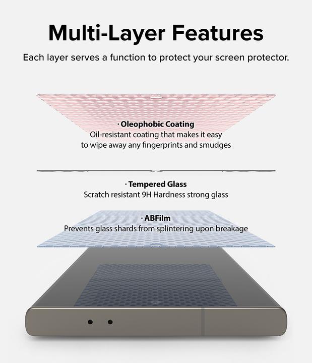 Actual product image Ringke Screen Protector for Galaxy S24 Ultra EASY SLIDE TEMPERED GLASS 2 pack, w installation Jig (2 pcs., Samsung Galaxy S24 Ultra)